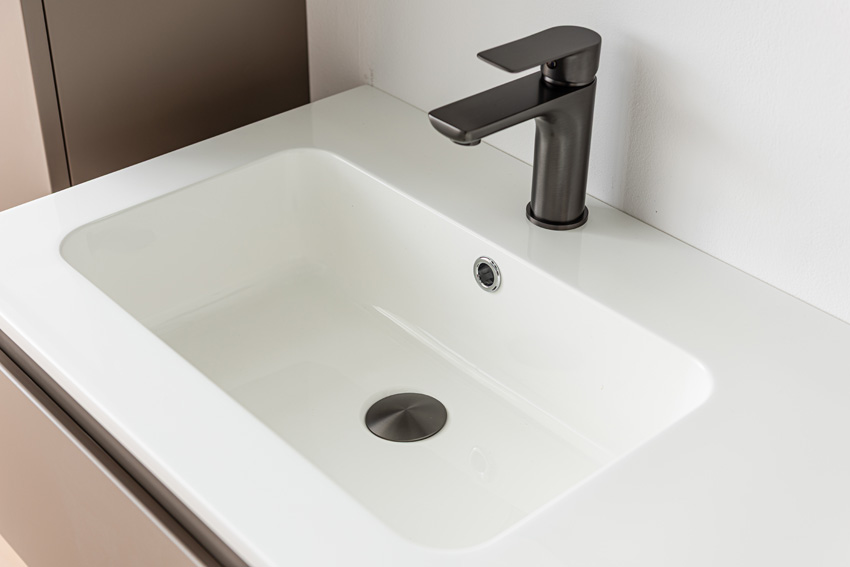 Meuble de salle de bains Trente taupe avec lavabo simple blanc brillant 120cm