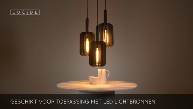 Lucide RAFAL - Hanglamp - Ø 50 cm - 3xE27 - Grijs Lucide RAFAL - Hanglamp - Ø 50 cm - 3xE27 - Grijs