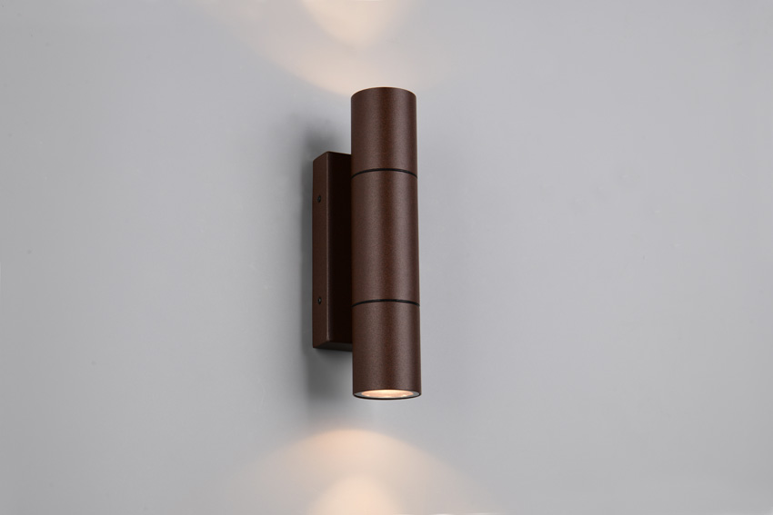 Applique murale - rouille - 7,5x23x8,5cm - dimmable - GU10 MR11 - 2x10W