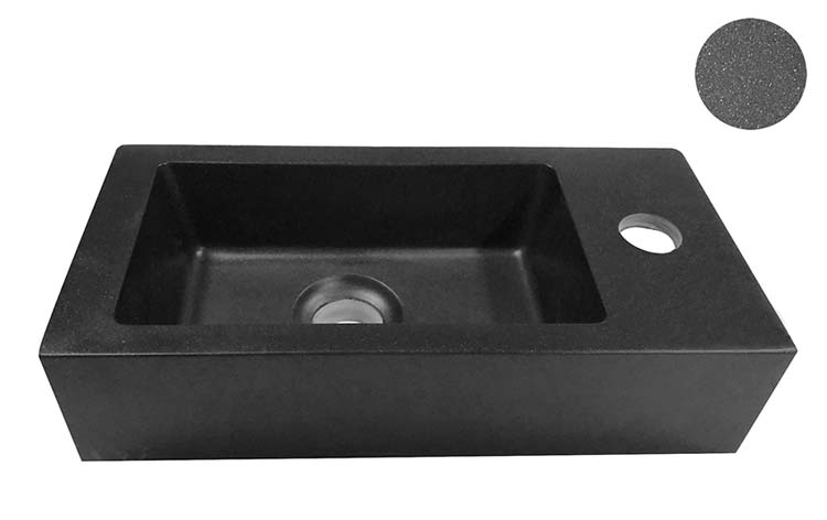 Lave-mains Kyla droite quartz noir 9x36x18cm