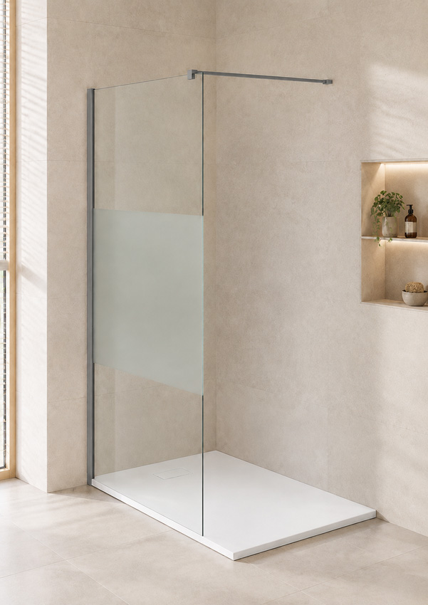 Paroi de douche à l'italienne Anais verre partiellement dépoli avec kit de profilés canon fusil 97x200cm