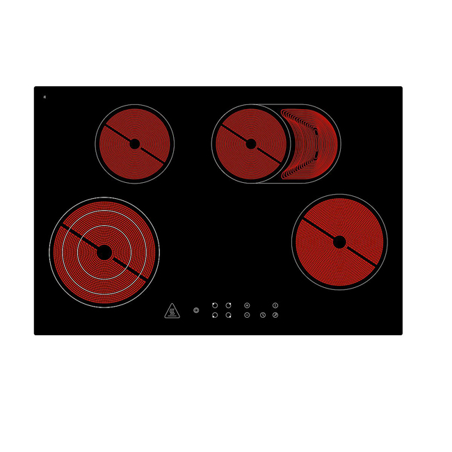 Keuken grijs/wit 320cm - met toestellen - vitrokeramische kookplaat en zwarte wanddampkap