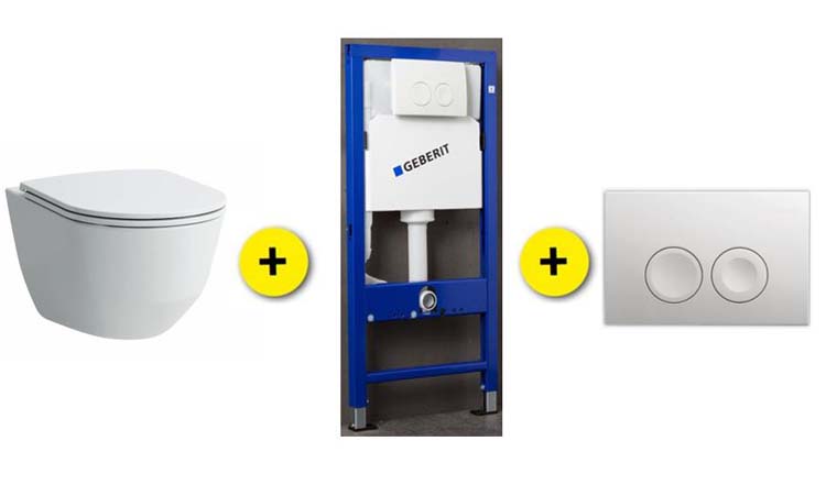 Set de toilette Laufen Pro blanc avec siège de WC softclose + reservoir encastré UP100 + plaque de commande blanc