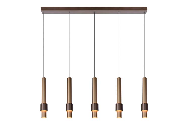 Lucide MARGARY - Hanglamp - LED Dimb. - 5x4,2W 2700K - Koffie