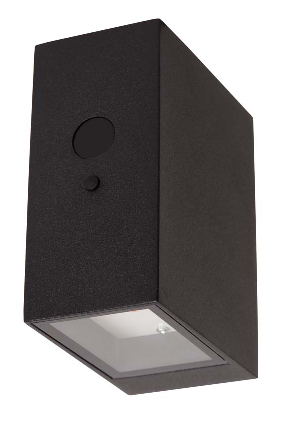 Wandlamp Solar Vito - zwart - LED dimbaar - 1x1W - 2850K/3150K - IP54 - Dag/nacht sensor