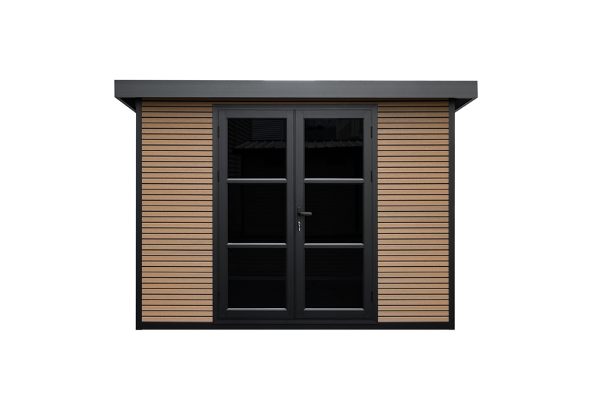 Tuinhuis Yasmine L WPC stone grey/sandstone 290x290cm dubbele deur