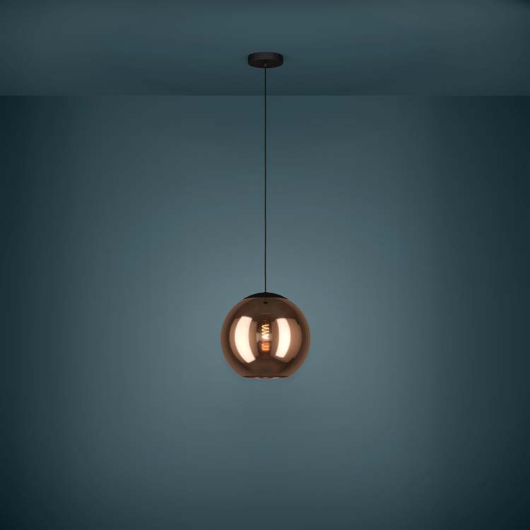 Lampe suspendue boule Ø 30 cm noir-cuivre E27 Lampe suspendue boule Ø 30 cm noir-cuivre E27