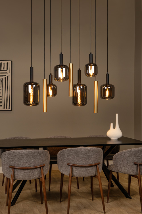 Hanglamp - messing - H150cm - 6xE27 - excl. Lichtbron