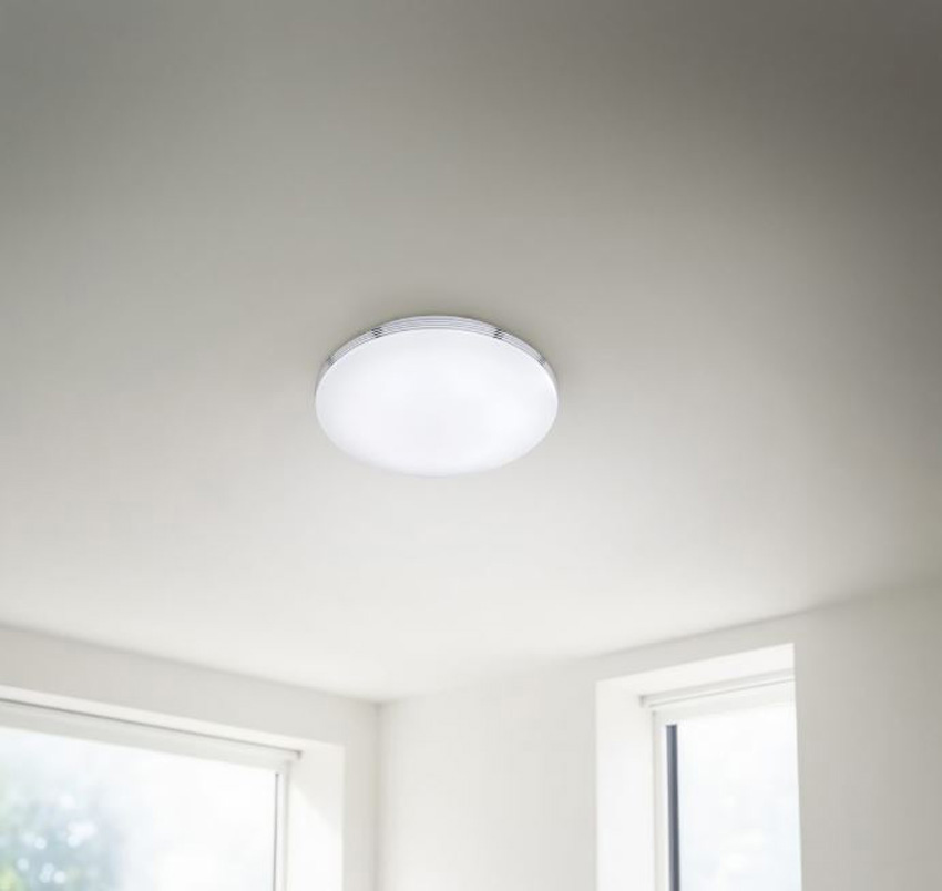 Plafondlamp - wit/chroom - Ø35cm - LED - 1x18W - 3000K - IP44
