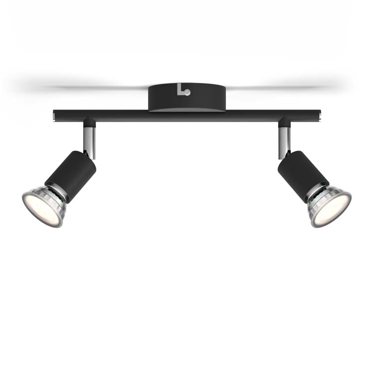 Opbouwspot Zwart 2x50W