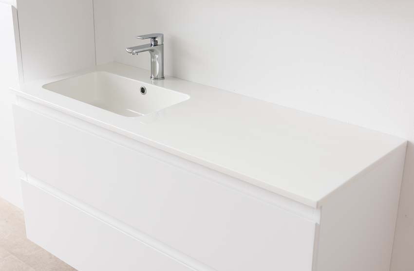 Meuble de salle de bain Tibo blanc avec lavabo simple blanc brillant 120cm