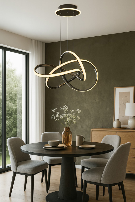 Hanglamp - zwart/chroom - Ø65x150cm - dimbaar - LED - 1x56W - 3000K