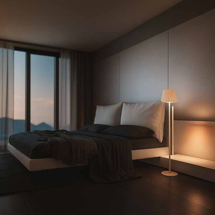 Lampe sur pied Norita - beige - 124cm - dimmable - LED - 4.2W - 2700K - IP44 - USB
