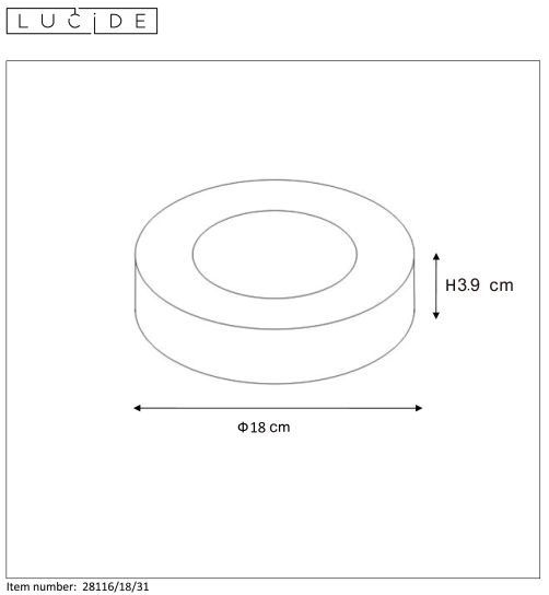 Plafondlamp - wit - rond - dimbaar - Ø17,5cm - LED - 11W - IP44