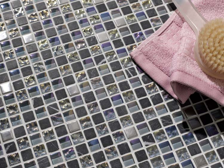 Mosaïque Crystal Mix gris brillant 30,5x32,2cm