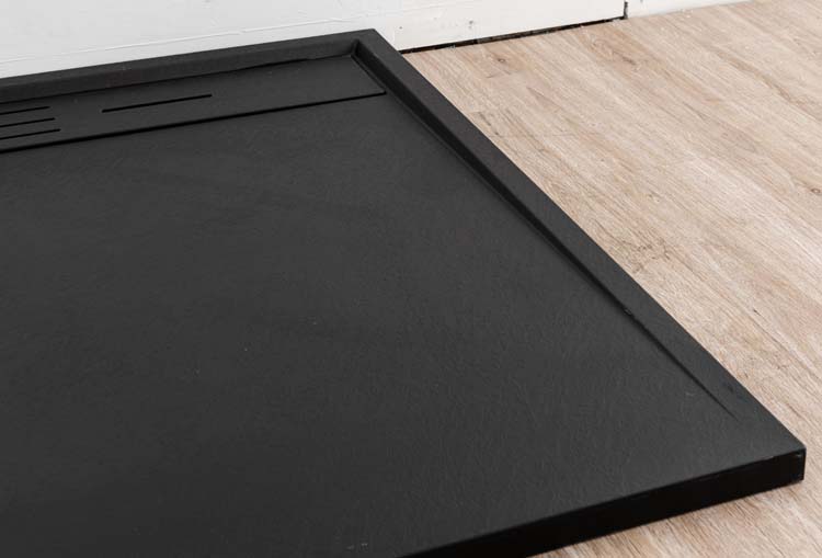 Douchebak Moana SMC mat zwart leisteenlook 90x90cm