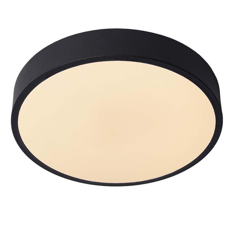 Lucide UNAR - Plafonnière - Ø 30 cm - LED Dimb. - 1x18W 2700K - 3 StepDim - Zwart