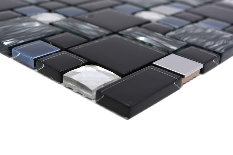 Mosaïque Crystal+ Mix Multi noir brillant 30x30cm