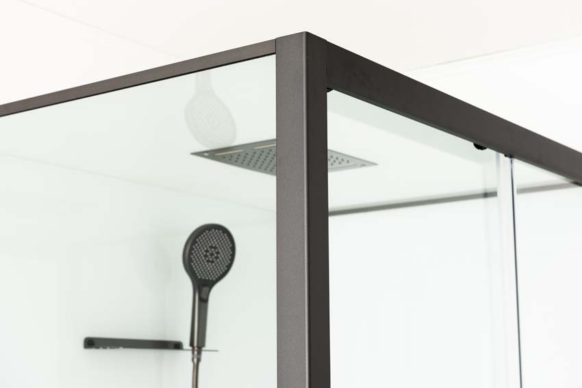 Cabine de douche Amani droite gunmetal porte coulissante 90x115x215cm