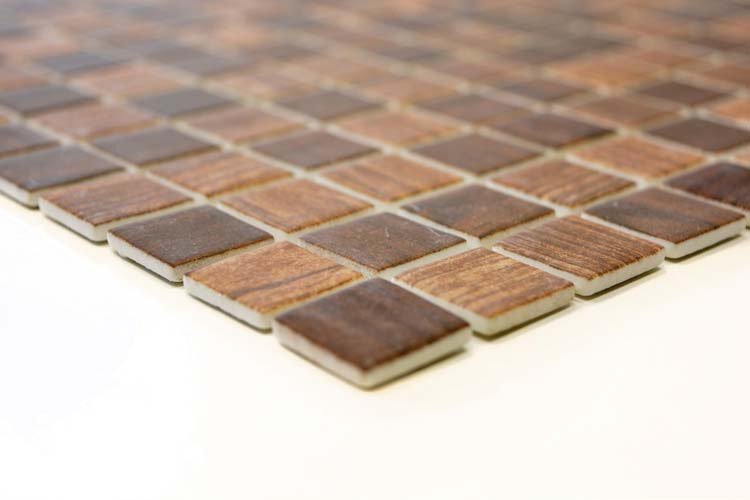 Mosaïque Eco structure bois brun foncé mat 30x30cm