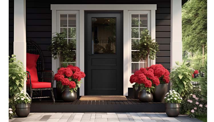 Houten buitendeur halfglas Taag meranti zwart helder glas linkstrekkend op maat