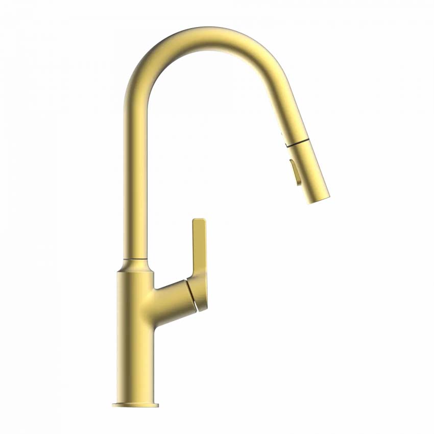 Keukenkraan Wasserwerk WK 12 mat goud met uittrekbare uitloop