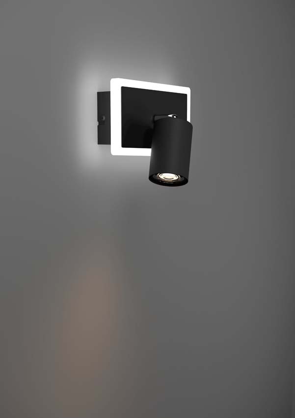 Applique murale - Noir - 18x14x10cm - Dimmable - LED - 1x7W - 3000K