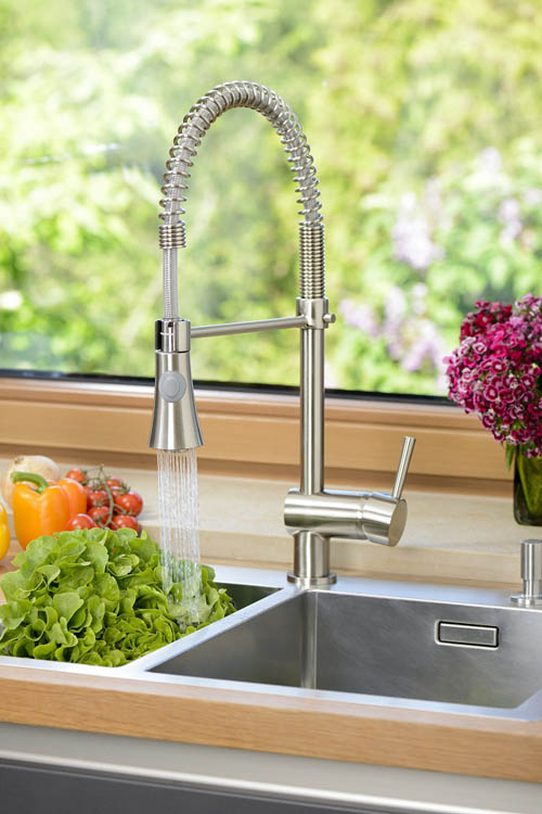 Keukenkraan Charlotte inox-look spiraalveer