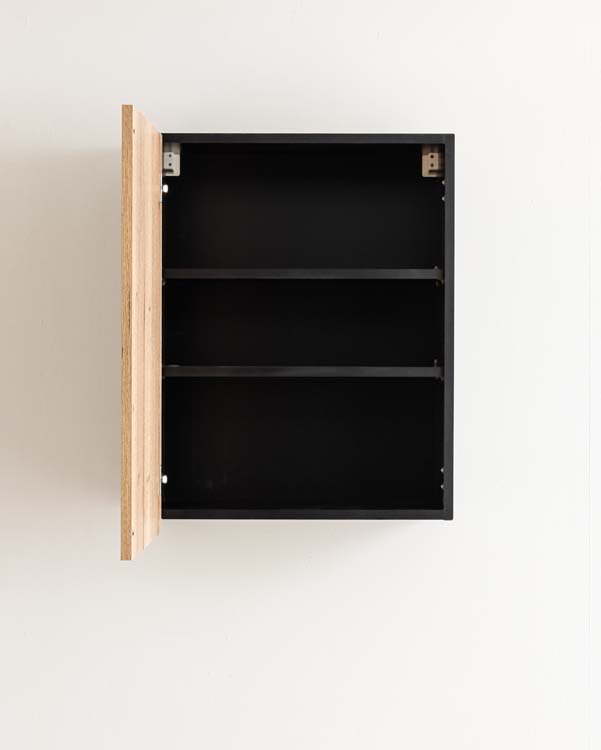 Armoire de cuisine Plenti armoire suspendue noire/aspect bois 60x78cm