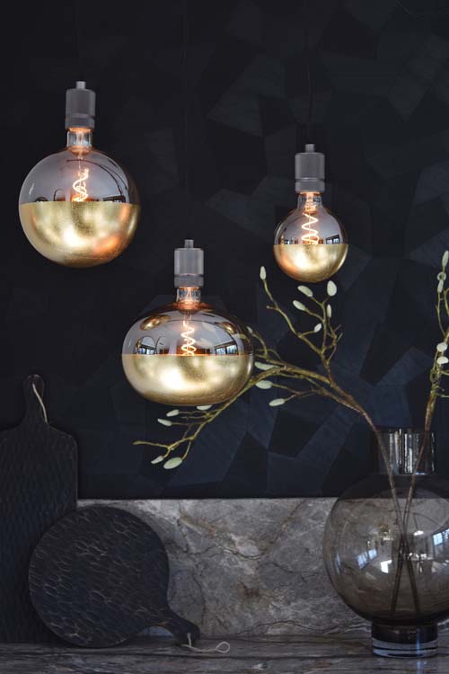 Lamp XXL Cobble kopspiegel Gold 100 lumen 1800K E27
