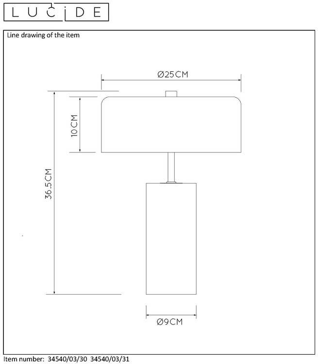 Lucide MIRASOL - Lampe de table - Ø 25 cm - G9 - Blanc