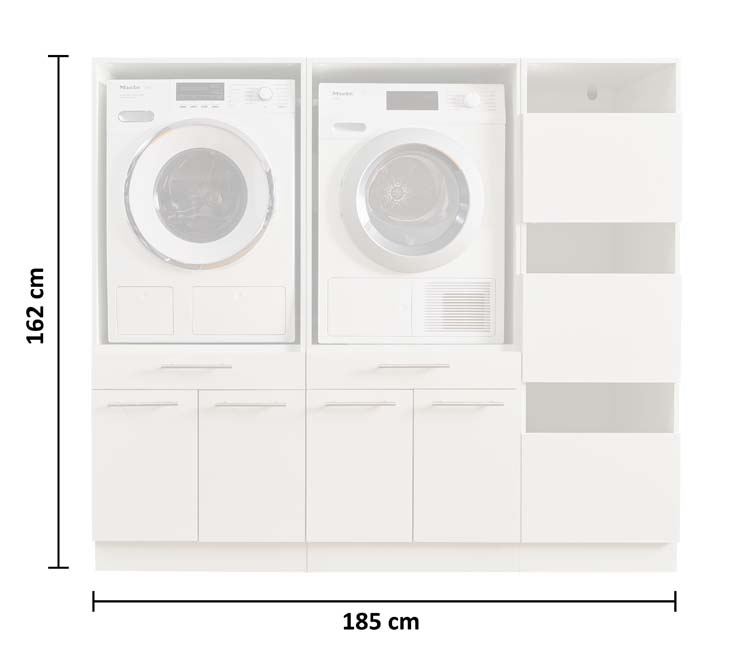 Wasmachine kast Decowash set 12 antraciet 185x67,5x162cm