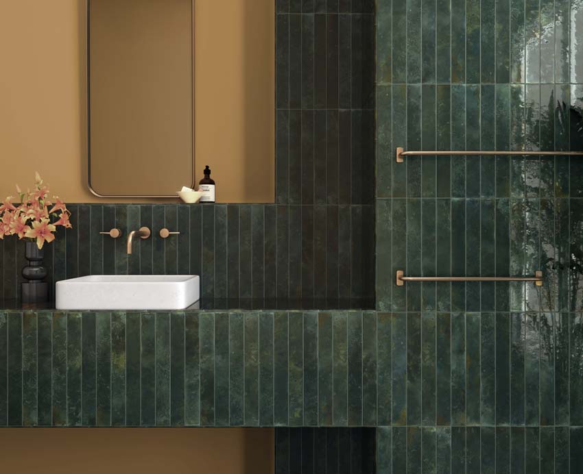 Carrelage mural Jungle Green brillant 5x40cm