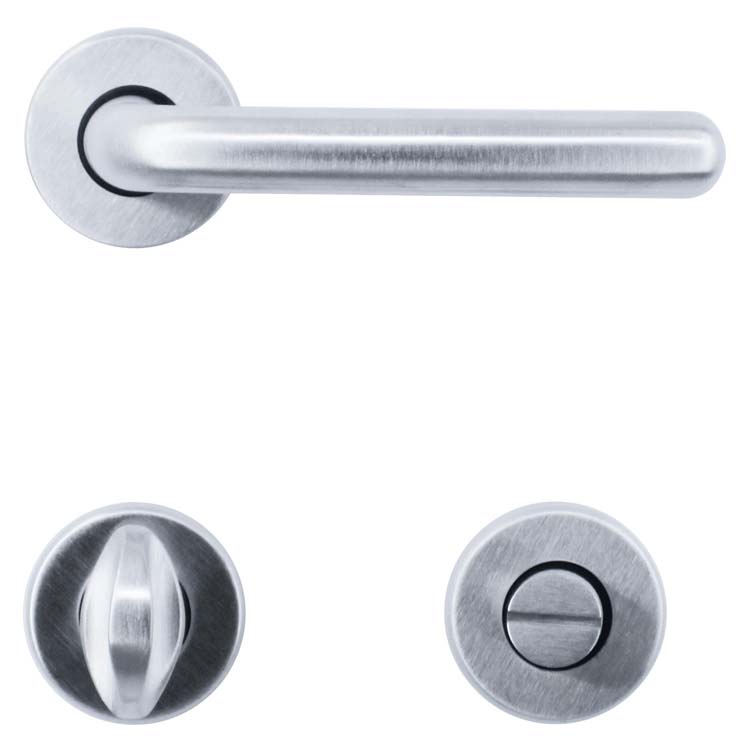 Poignée de porte parma chrome brossé avec serrure toilette