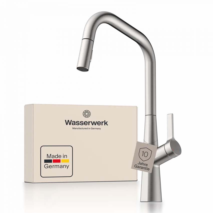 Robinet de cuisine Wasserwerk WK 9 Edge aspect inox avec bec extractible