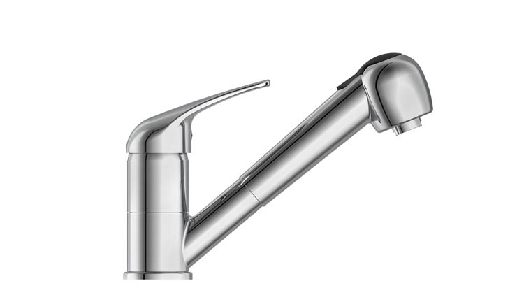 Robinet de cuisine Frida chrome basse pression avec bec extractible