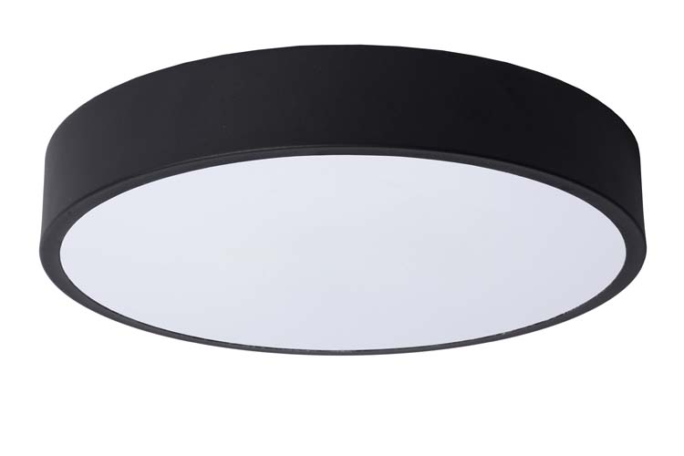 Lucide UNAR - Plafonnière - Ø 30 cm - LED Dimb. - 1x18W 2700K - 3 StepDim - Zwart