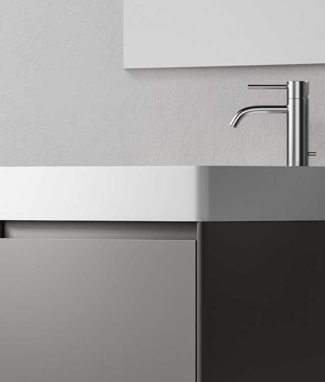 Meuble de salle de bains Willian gris clair suspendu avec lavabo simple blanc mat 100cm