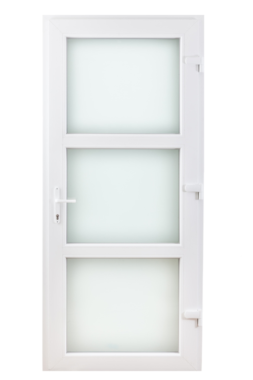 Porte extérieure 3 verres mat PVC blanc D 980x2180mm Porte extérieure 3 verres mat PVC blanc D 980x2180mm