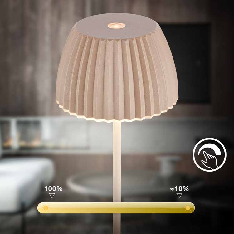 Lampe de table Elvoro - beige - 20cm - dimmable - LED - 1.5W - 2700K - IP44 - USB