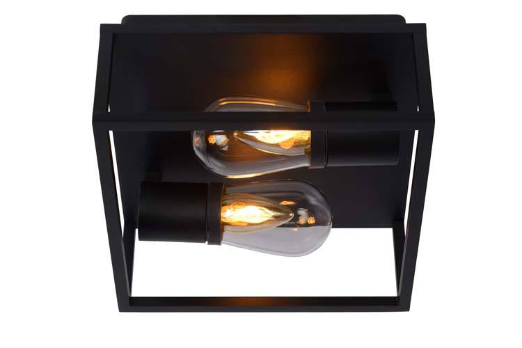Plafondlamp badkamer - zwart - 2xE14 - 6W - IP54