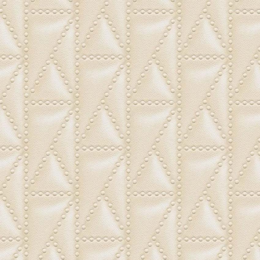 Vinyle sur papier peint intissé rayures capitonnées beige 0,53x10m