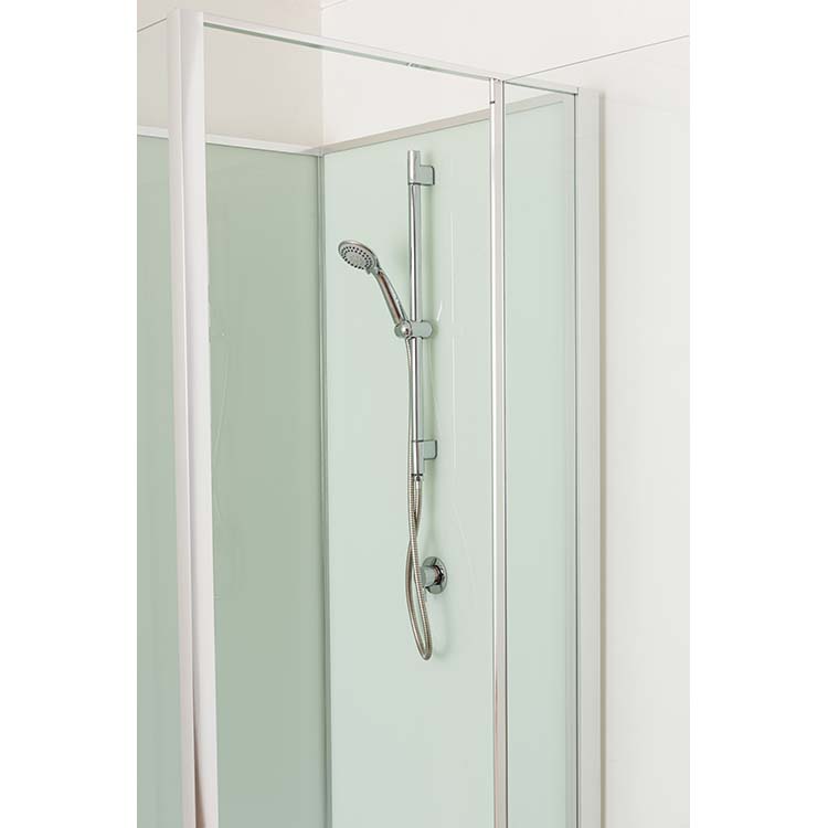 Douchecabine Anik rechts chroom/wit draaideur 90x90x205cm