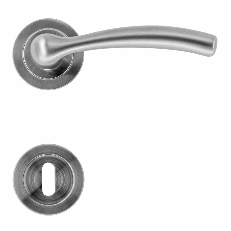 Poignée de porte pro napels look inox rosace barbe