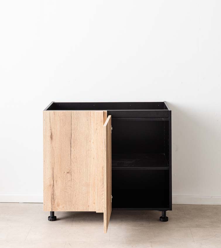 Armoire de cuisine d'angle Plenti chêne/noir 112cm gauche