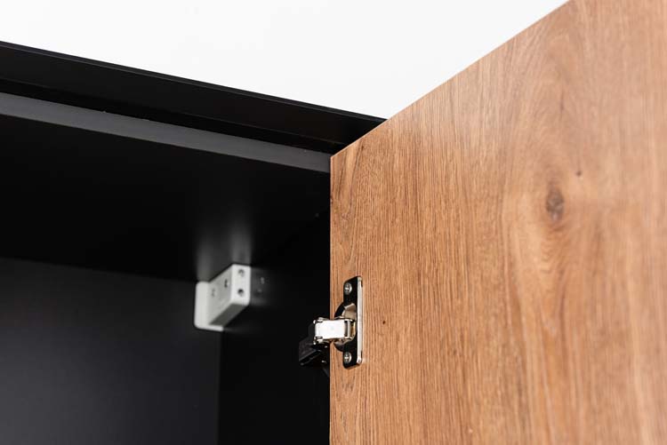 Kolomkast Justin mat zwart/notelaar hangend 170x40x35cm