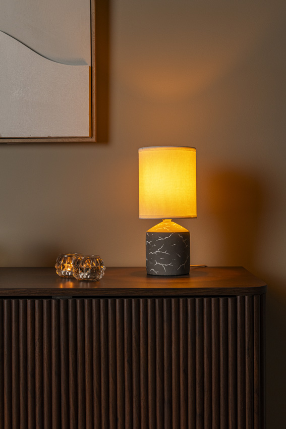 Lucide Essential Fran - Lampe de table - Ø13cm - 1xE14 - Taupe