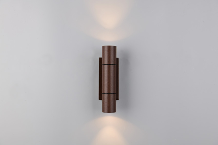 Applique murale - rouille - 7,5x23x8,5cm - dimmable - GU10 MR11 - 2x10W