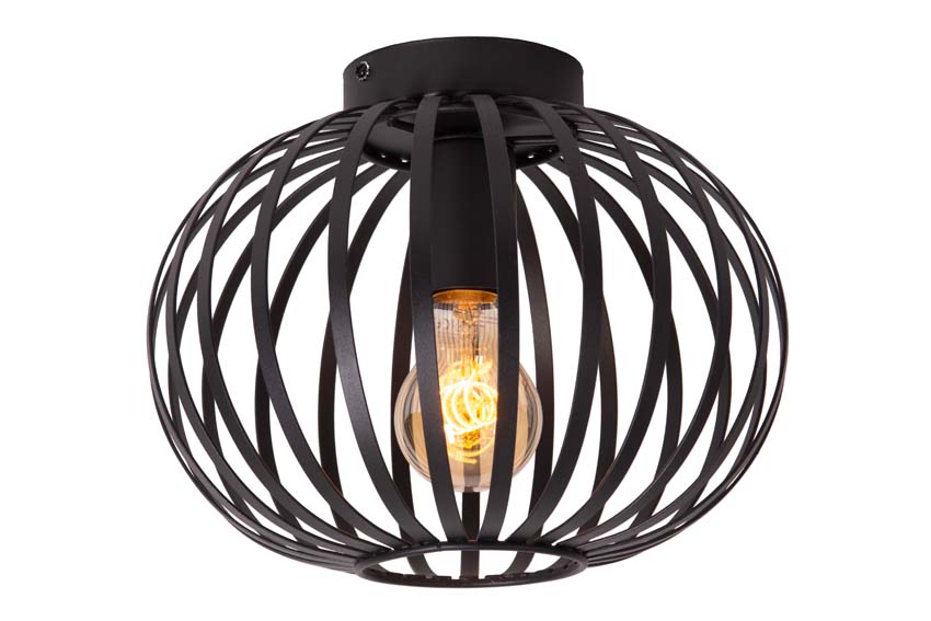 Plafonnière Maxima - zwart - Ø25cm - dimbaar - 1xE27 - 60W
