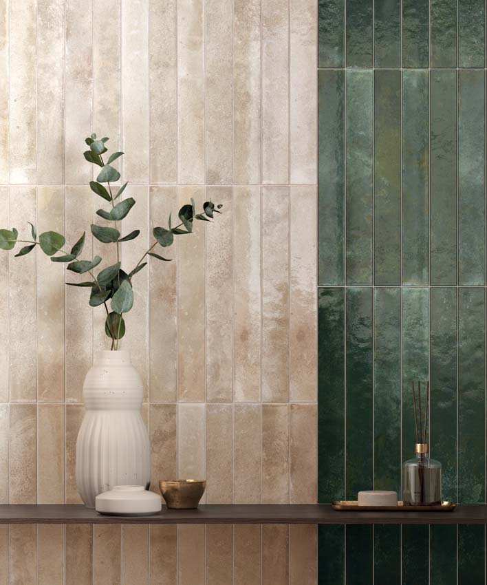 Wandtegel Jungle Green glanzend 5x40cm